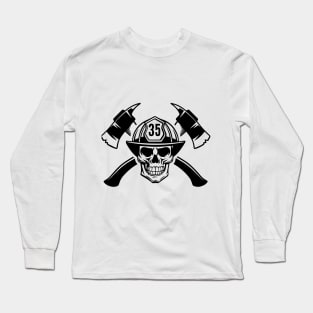 Fire Fighter Skull Long Sleeve T-Shirt